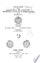 Libro Anales de la Academia de Ciencias Medicas, Fïsicas y Naturales de la Habana